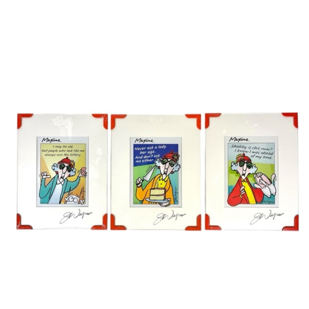 Lot 3 Maxine Hallmark John Wagner Framed Prints Sealed Funny Gift 9x7